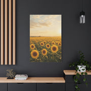 Golden Sunflower Field Horizon Landscape Wall Art & Canvas Print