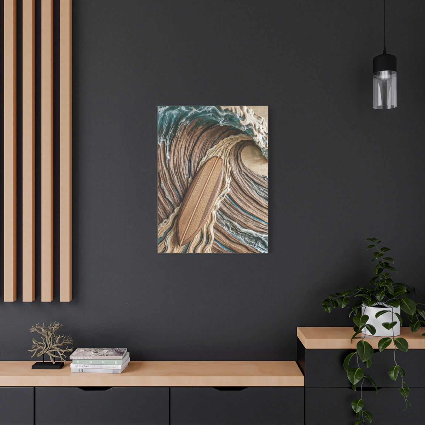 Surfboard Carved Barrel Wave Perspective Wall Art & Canvas Print