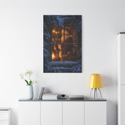 Snowy Cottage Window Santa Scene Wall Art & Canvas Print