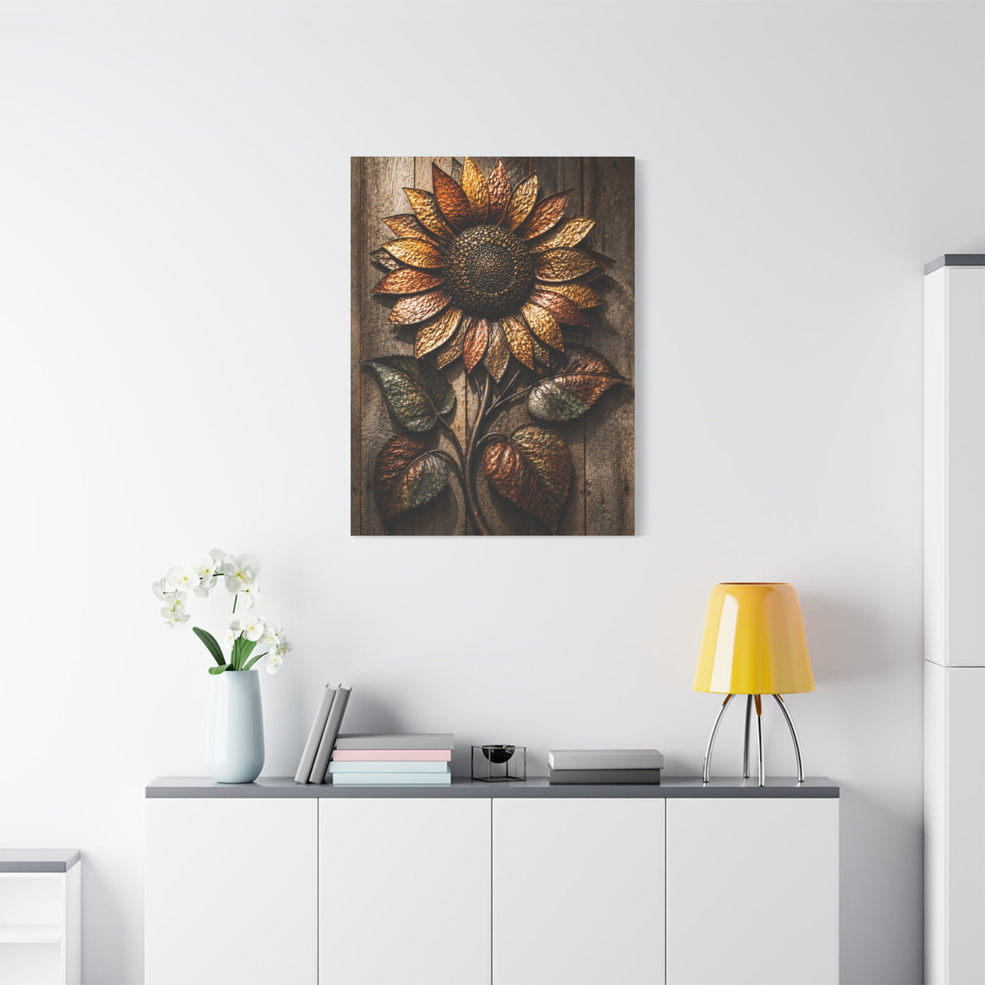 Hammered Metal Sunflower Sculpture Wall Art & Canvas Print