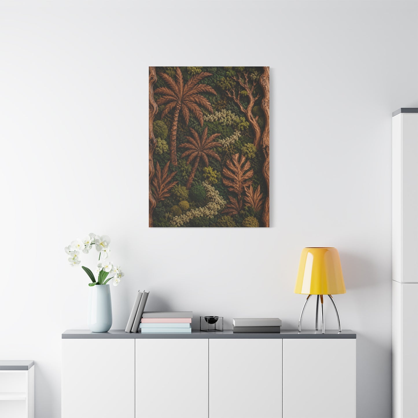 Biophilic Tropical Wood Relief Landscape Tropical Wall Art & Canvas Print