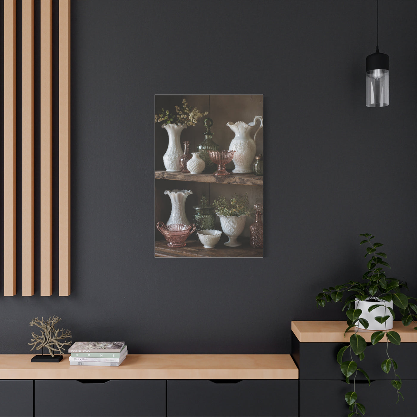 Antique Glassware Still Life Shelf Display Wall Art & Canvas Print