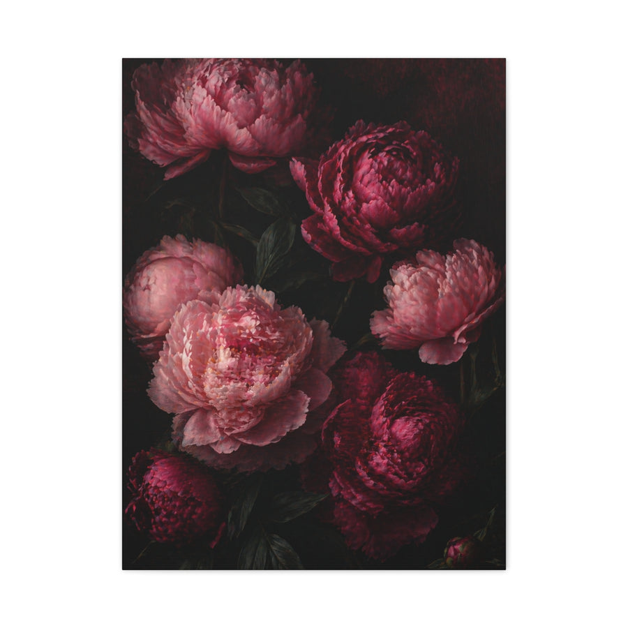 Dark Peony Floral Pink Wall Art & Canvas Print