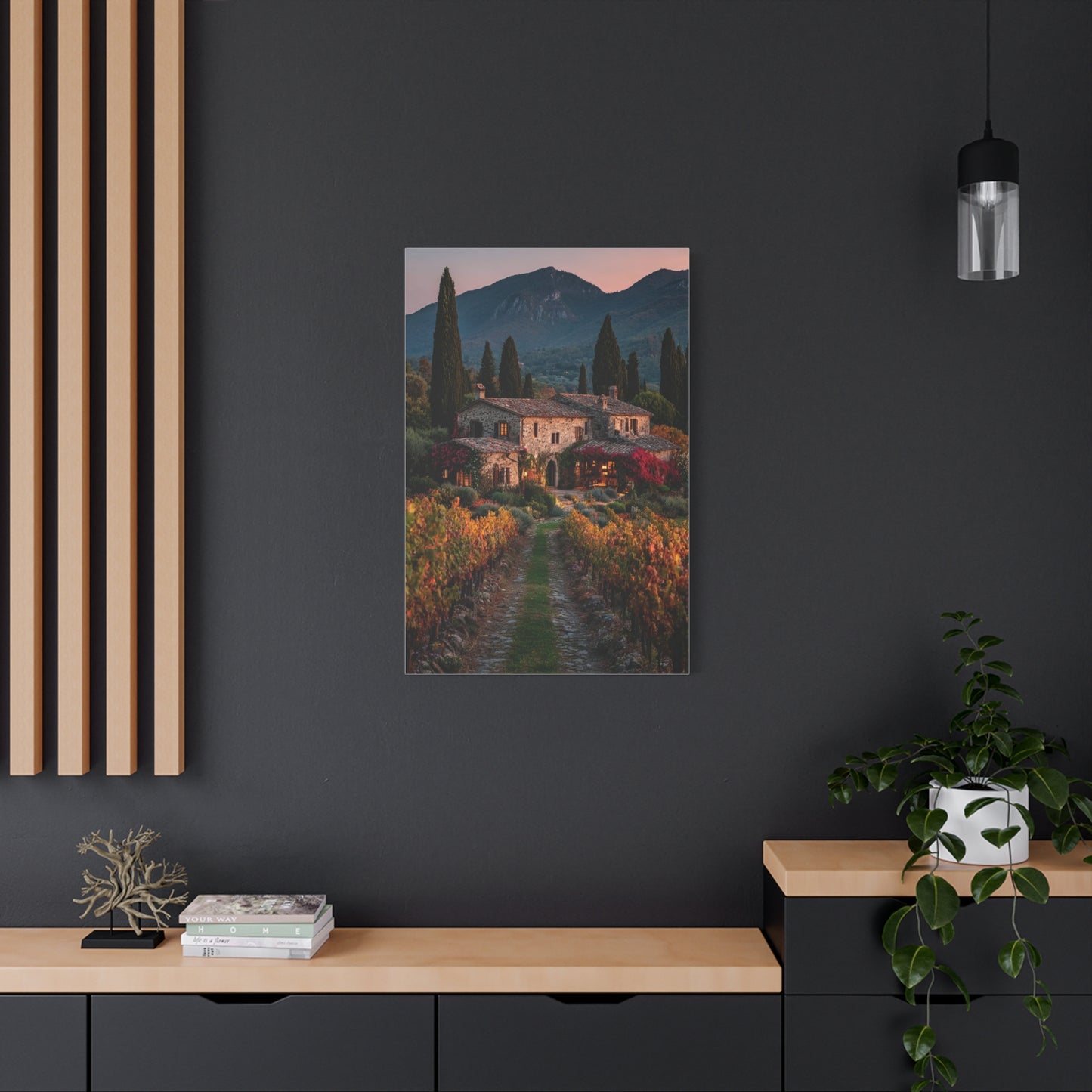 Tuscan Vineyard Autumn Villa Wall Art & Canvas Print