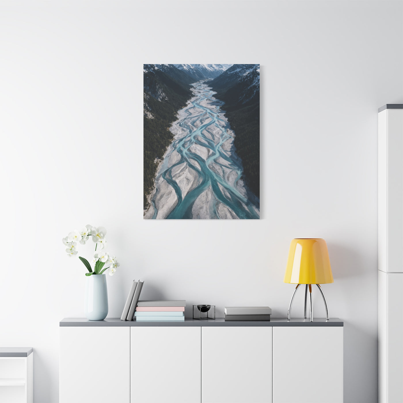 Aerial Braided Mountain River Wall Art & Canvas Print