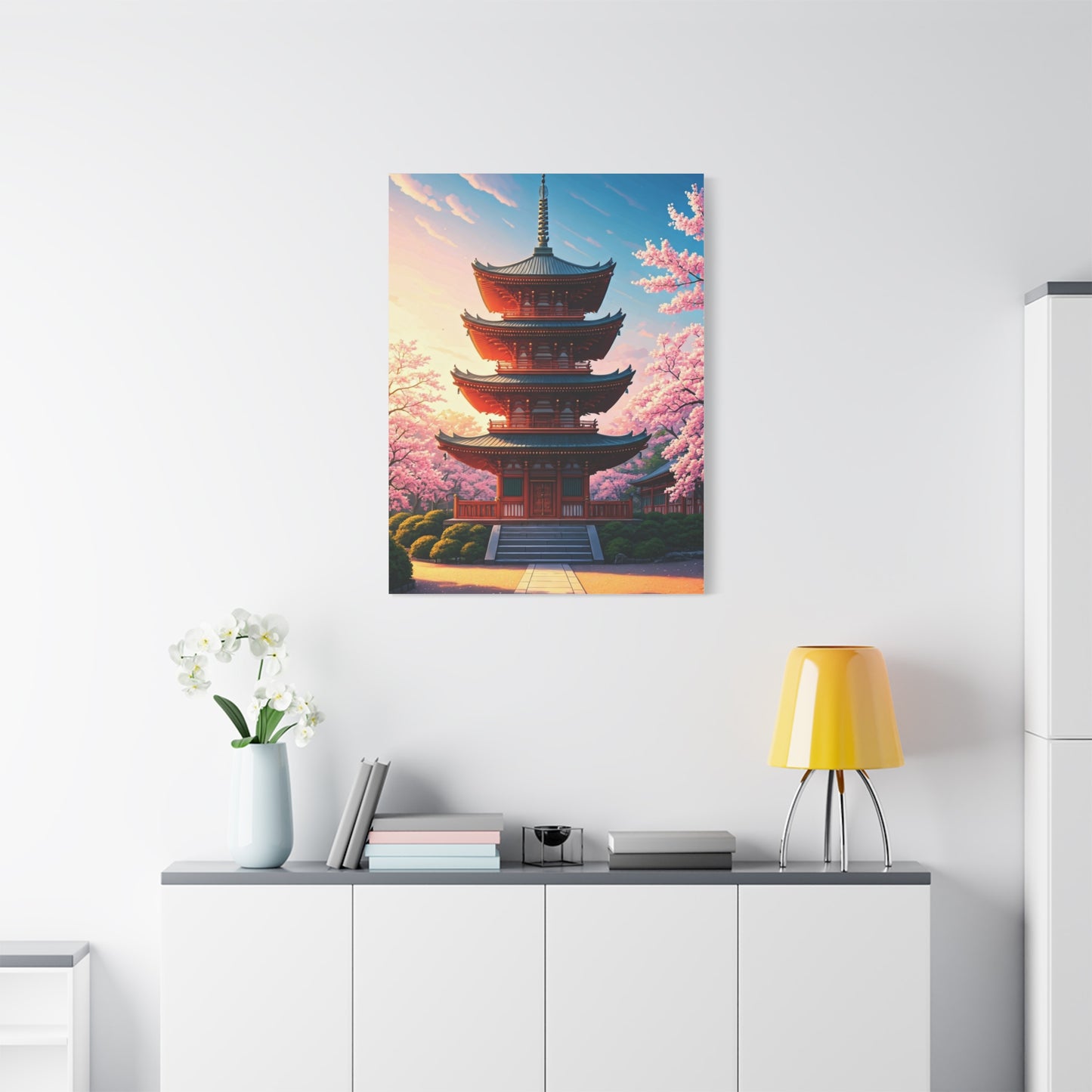 Traditional Pagoda Surrounded by Sakura Blossoms Wall Art & Canvas Prints