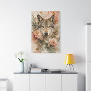 Boho Floral Wolf Portrait Blush Composition Wall Art & Canvas Print