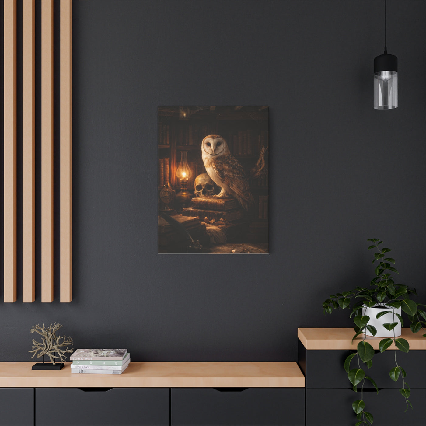 Dark Academia Majestic Barn Owl Library Study Wall Art & Canvas Print