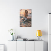 Golden Sunset Shore Mermaid Wall Art & Canvas Print