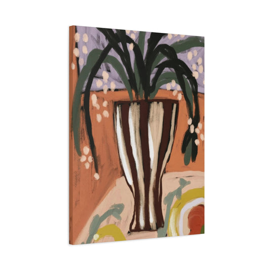 Striped Vase with Greenery Wall Art & Canvas Prints