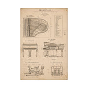 Steinway Grand Piano Technical Diagram Wall Art & Canvas Print