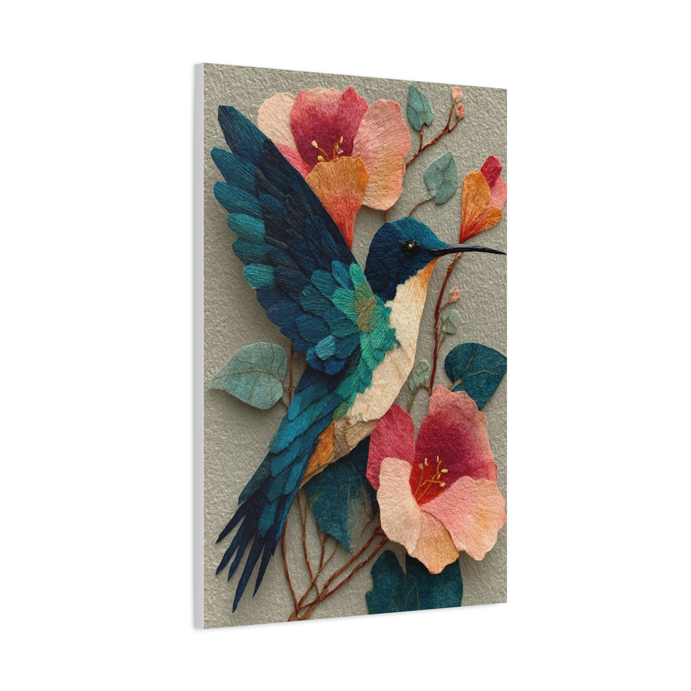 Hummingbird Botanical Collage Wall Art & Canvas Print