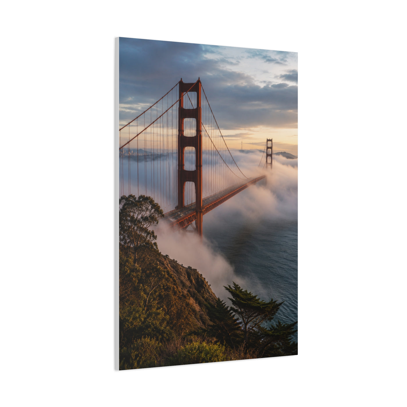 Golden Gate Bridge Through Morning Fog Wall Art & Canvas Print