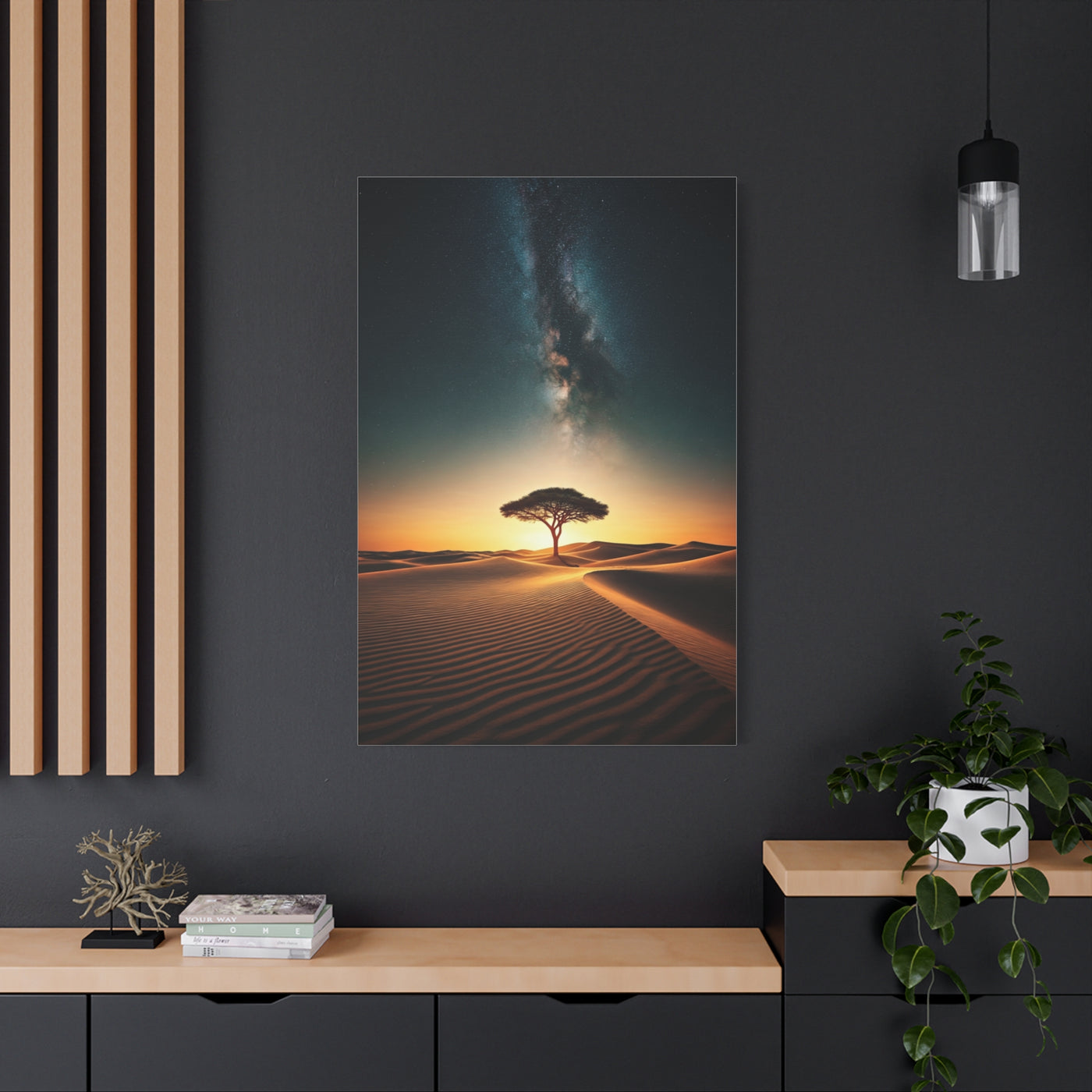 Lone Acacia Under the Cosmic Sky Wall Art & Canvas Prints