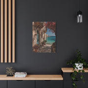 Sicilian Coastal Balcony Scene Wall Art & Canvas Print
