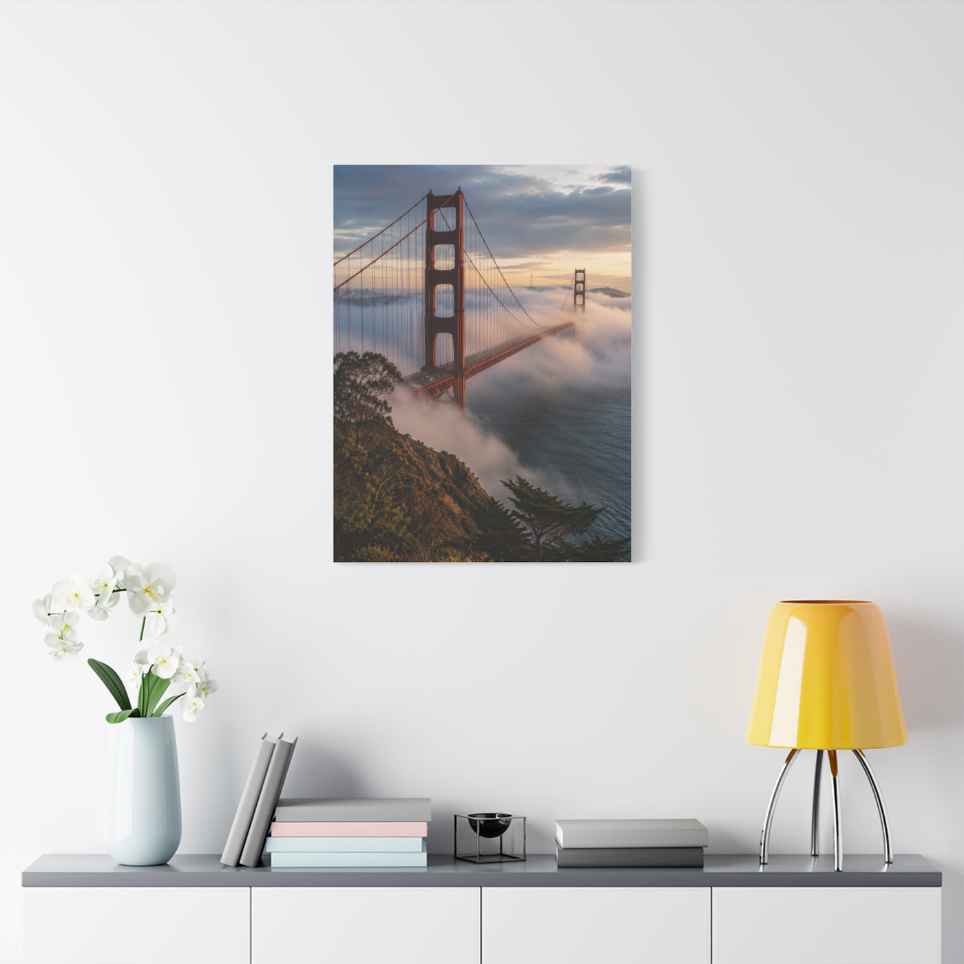 Golden Gate Bridge Through Morning Fog Wall Art & Canvas Print