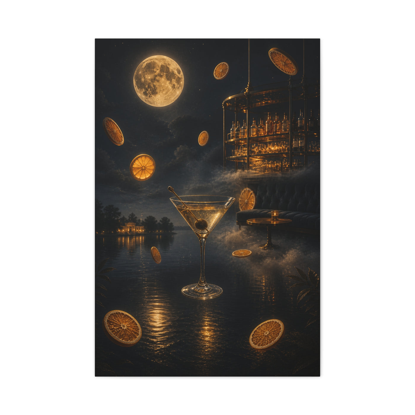 Surreal Moonlit Martini Dreamscape Wall Art & Canvas Print