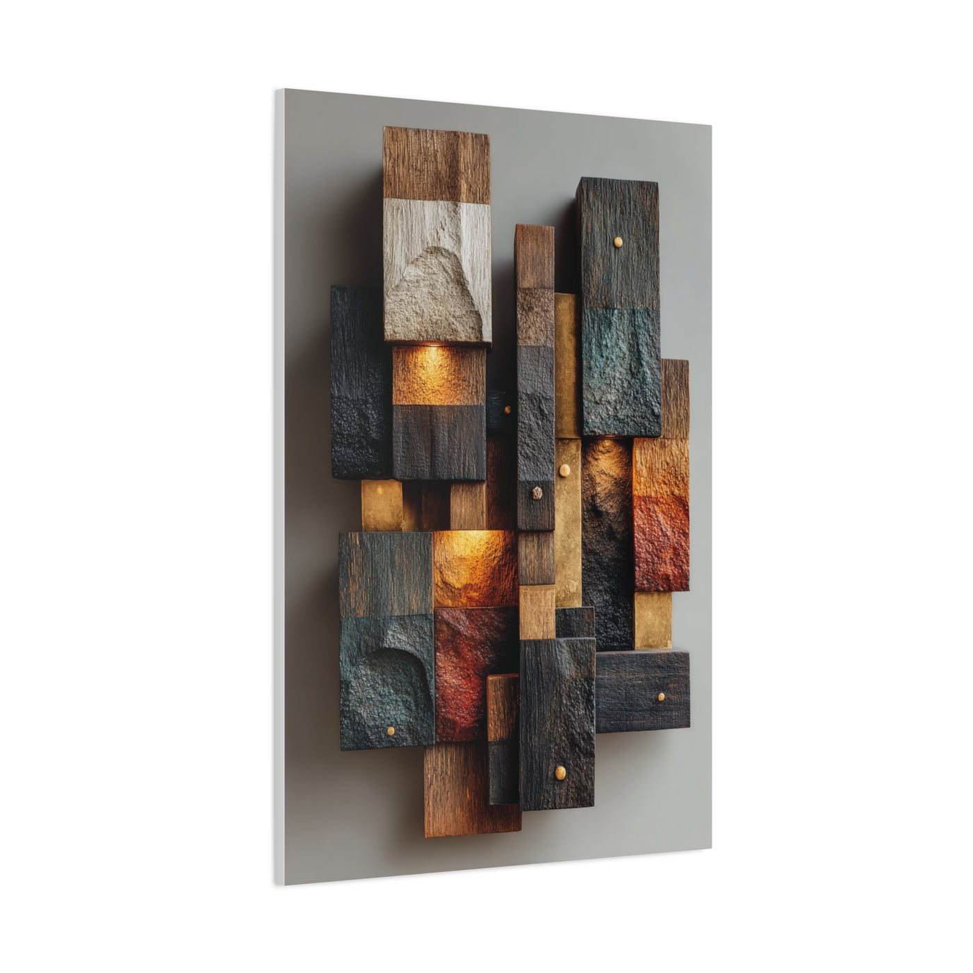 Sculptural Wood Panel Assemblage Wall Art & Canvas Print