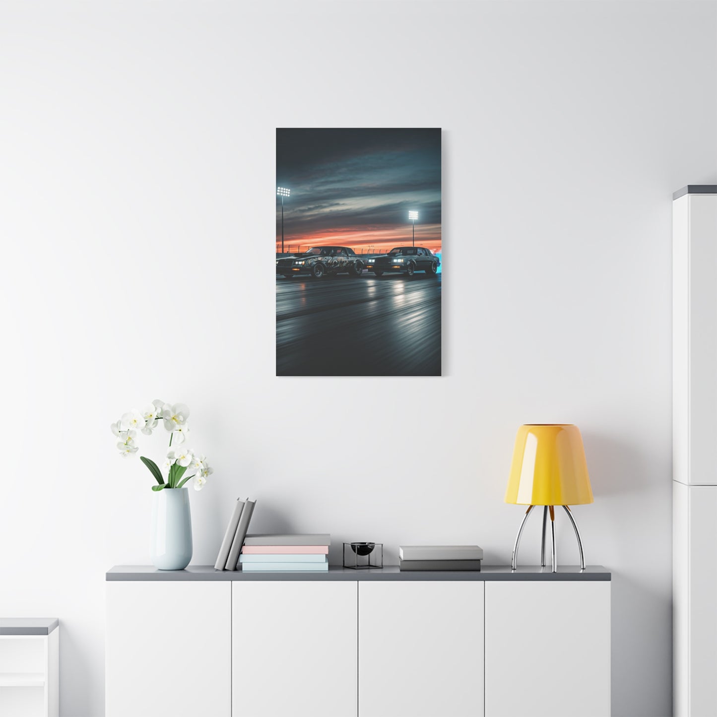 Buick Regal GNX vs G Body Grand Prix Sunset Drag Run Wall Art & Canvas Prints