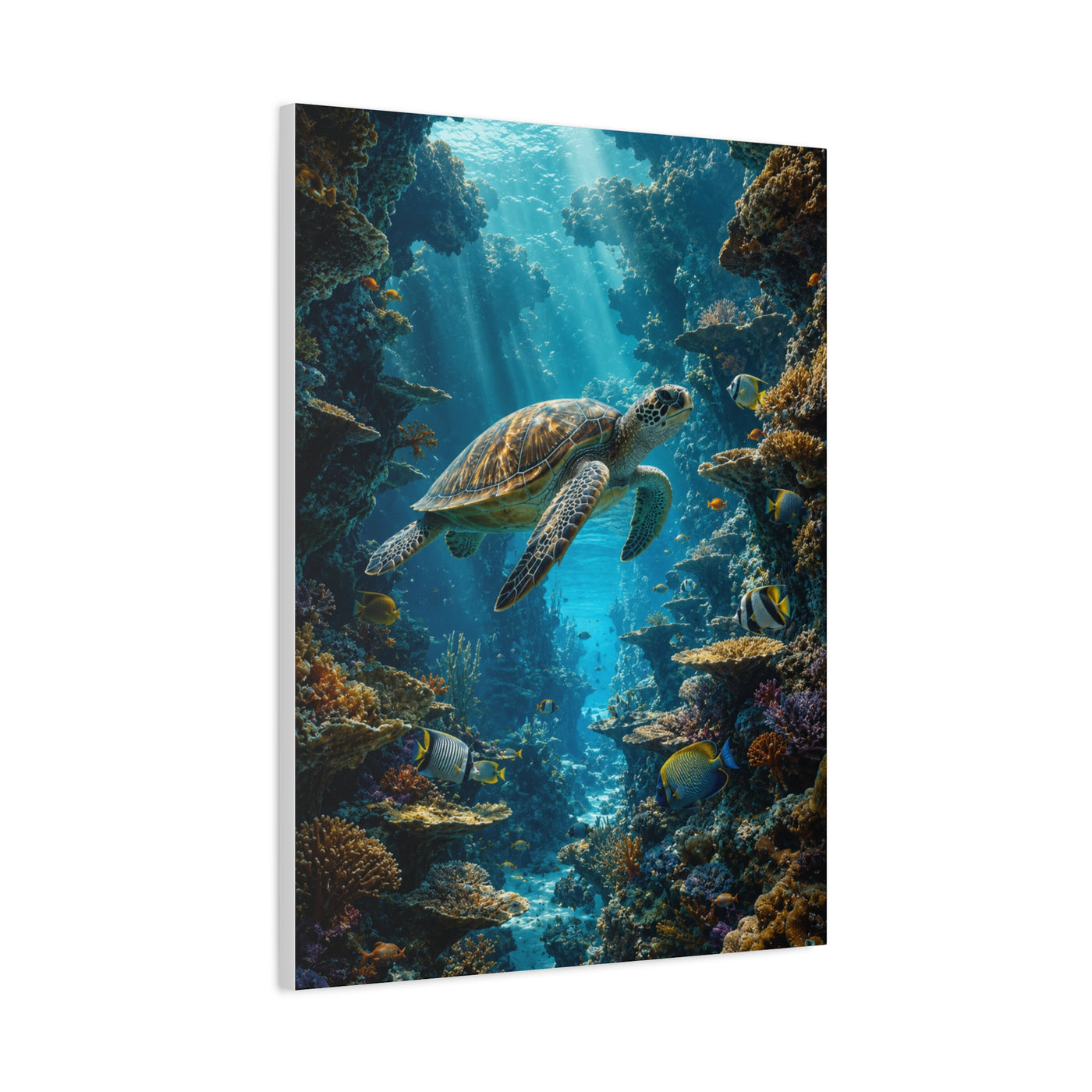 Deep Reef Canyon Turtle Journey Tropical Wall Art & Canvas Print