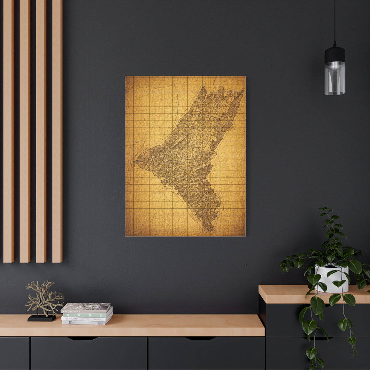 Sepia Gridland Treasure Chart Wall Art & Canvas Prints
