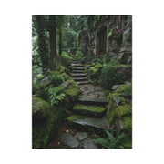 Green Moss-Covered Garden Staircase Wall Art & Canvas Print