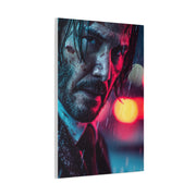 John Wick Neon Rain Close-Up Movie Poster Wall Art & Canvas Print