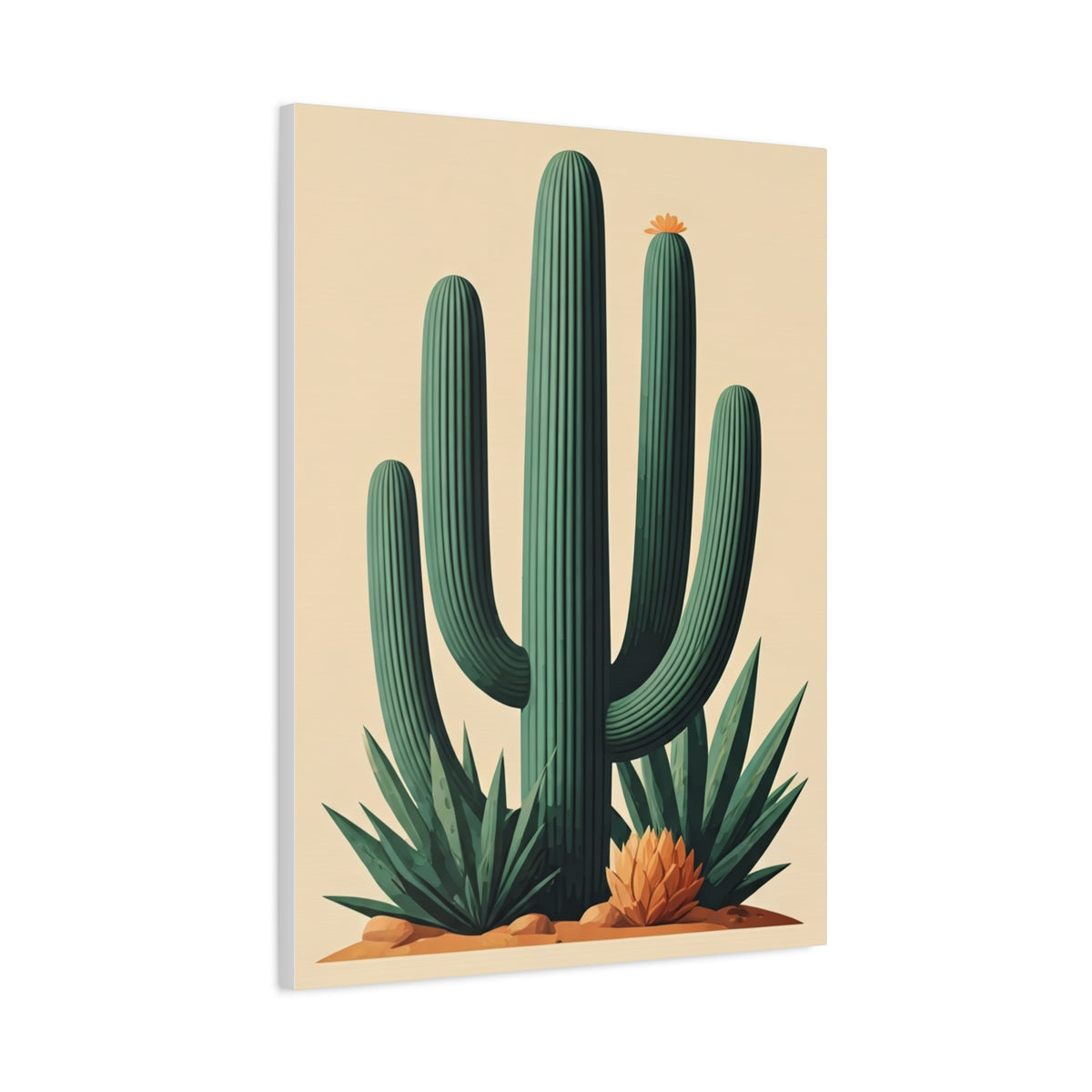 Desert Botanical Saguaro and Agave Composition Wall Art & Canvas Prints