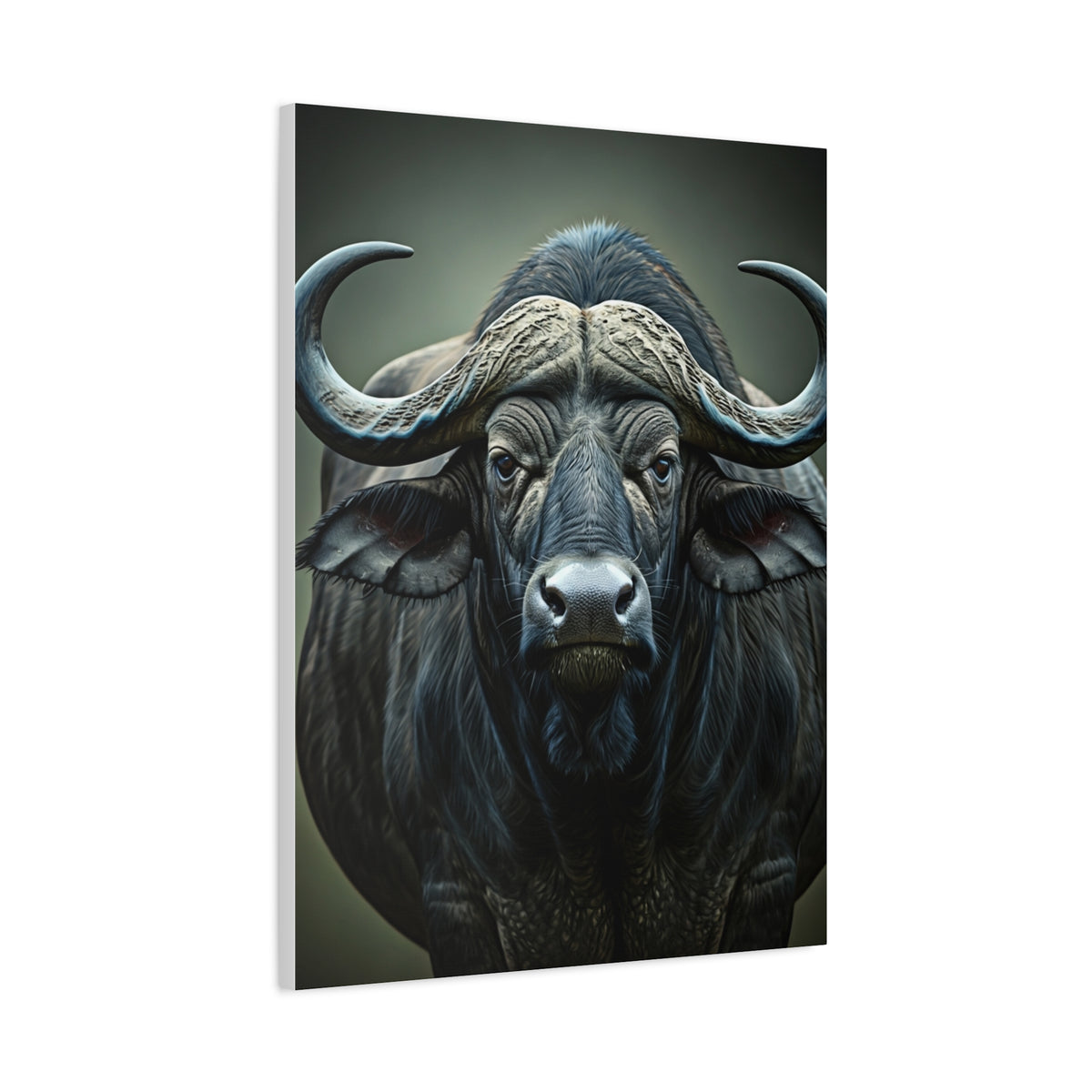 Dark Forest Buffalo with Dramatic Shadow Contrast Wall Art & Canvas Print
