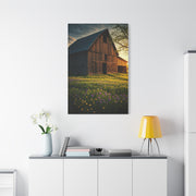 Wildflower Meadow Barn at Sunrise Wall Art & Canvas Prints