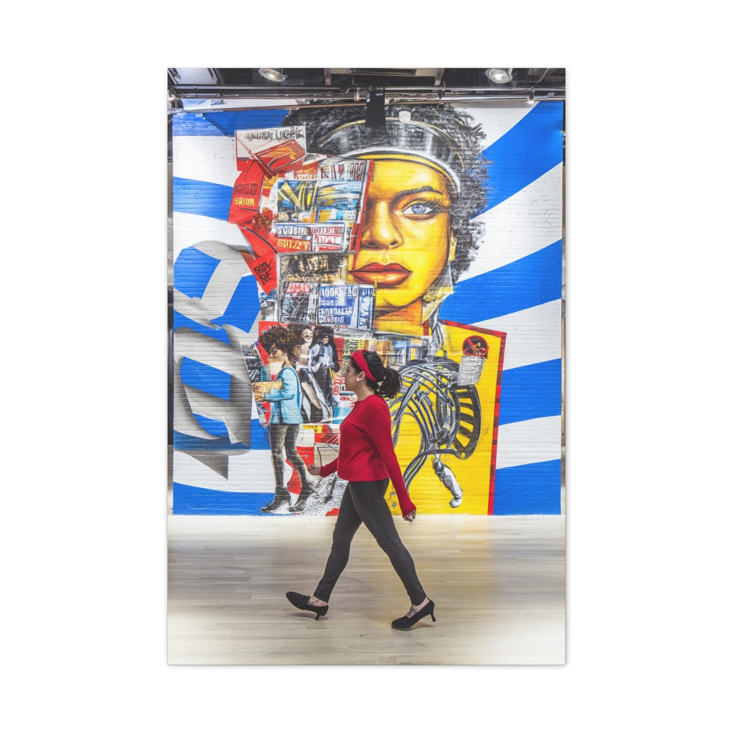 Urban Collage Mural Portrait Wall Art & Canvas Print