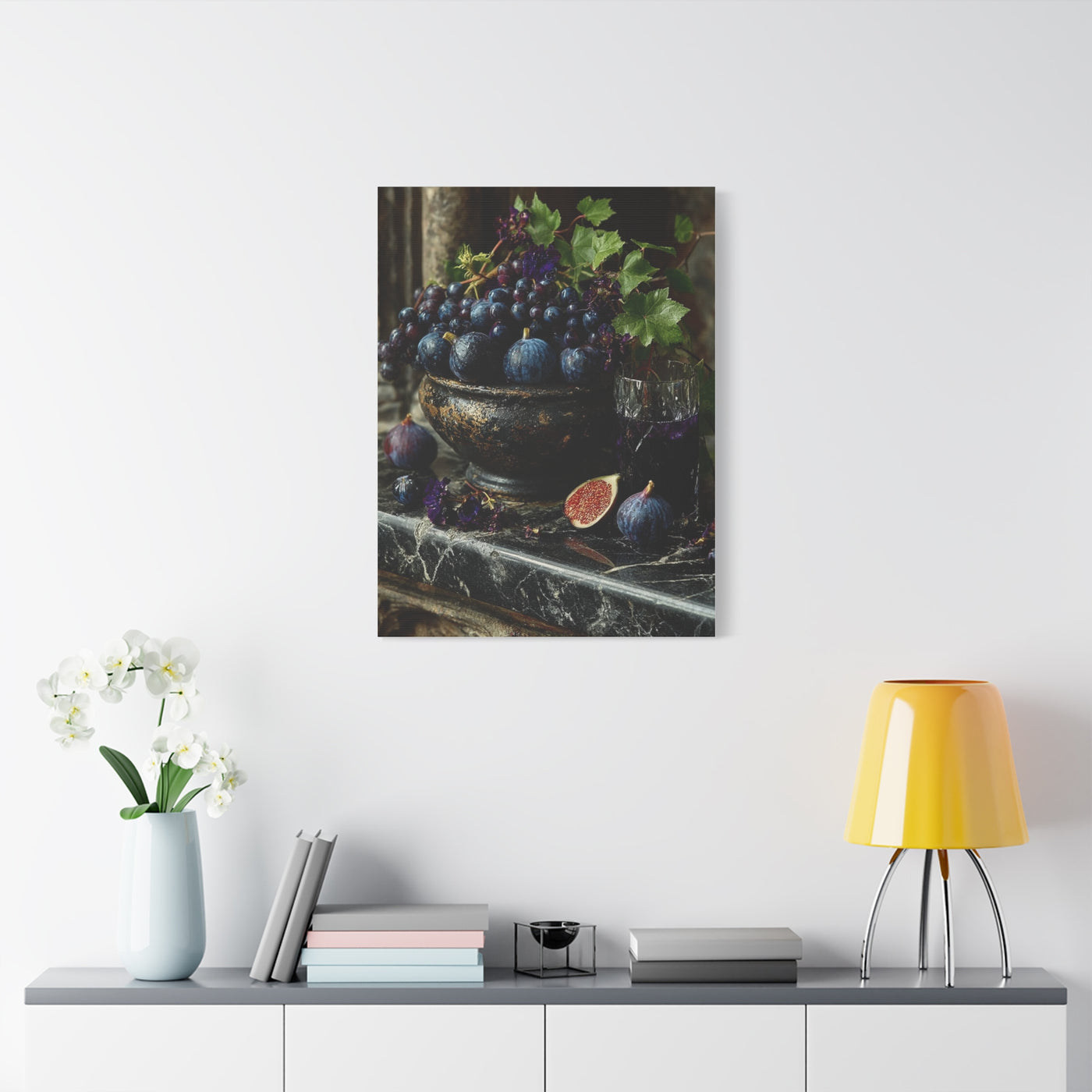 Fig & Wine Rustic Still Life Wall Art & Canvas Print