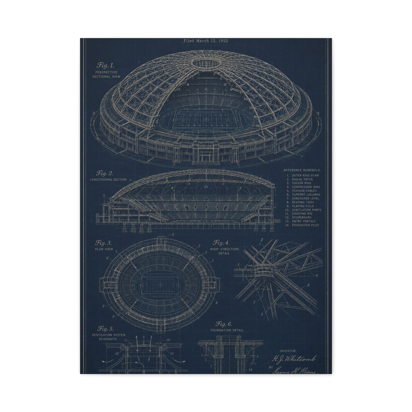 All Weather Stadium Blueprint Sports Wall Art & Canvas Print