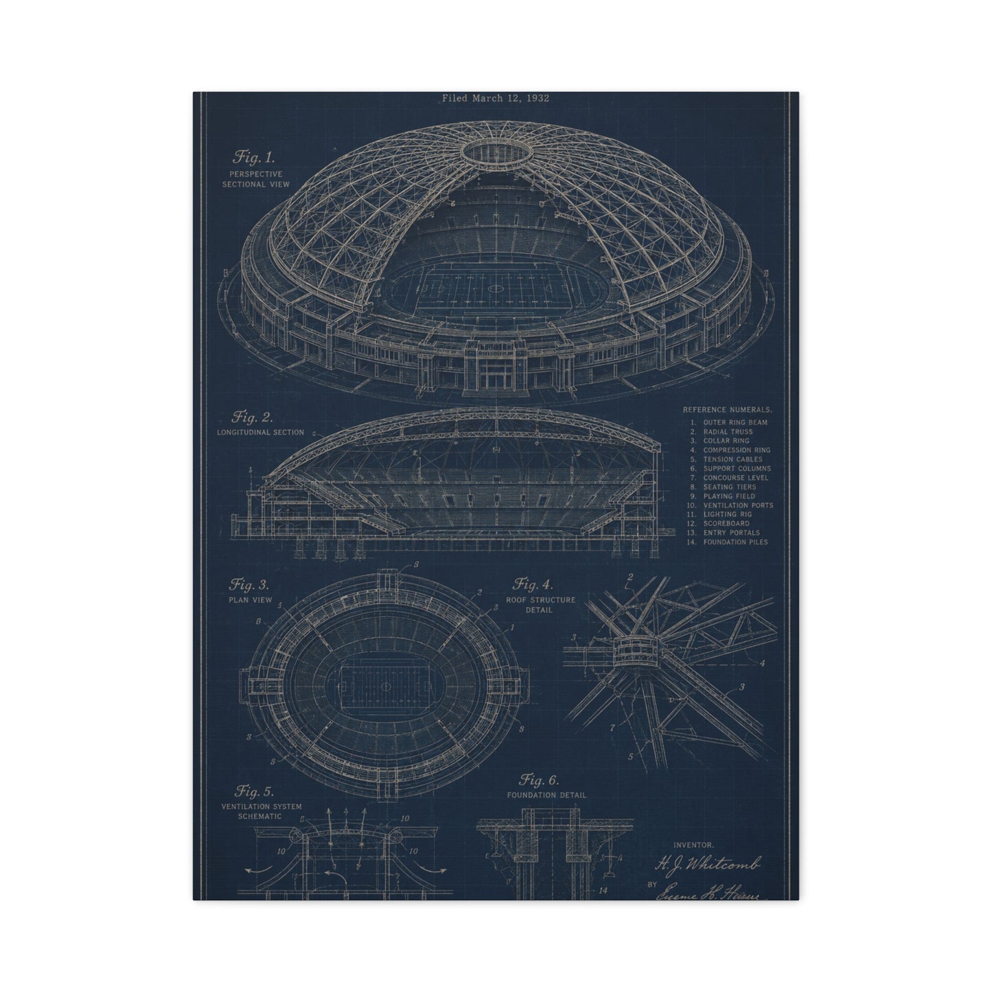 All Weather Stadium Blueprint Sports Wall Art & Canvas Print
