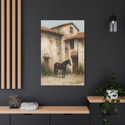 Rustic Courtyard Horse Scene Wall Art & Canvas Print