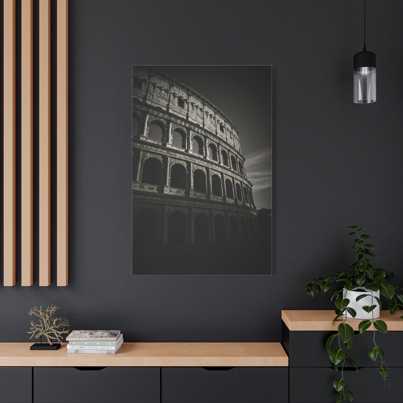 Roman Colosseum Architectural Black & White Wall Art & Canvas Print