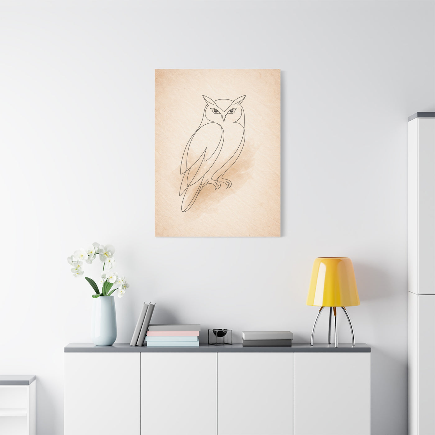 Minimal Line Art Owl Sketch Wall Art & Canvas Print
