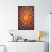 Fiery Impasto Sunburst Painting Wall Art & Canvas Print