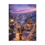 Snowy Village Santa Lantern Walk Wall Art & Canvas Print