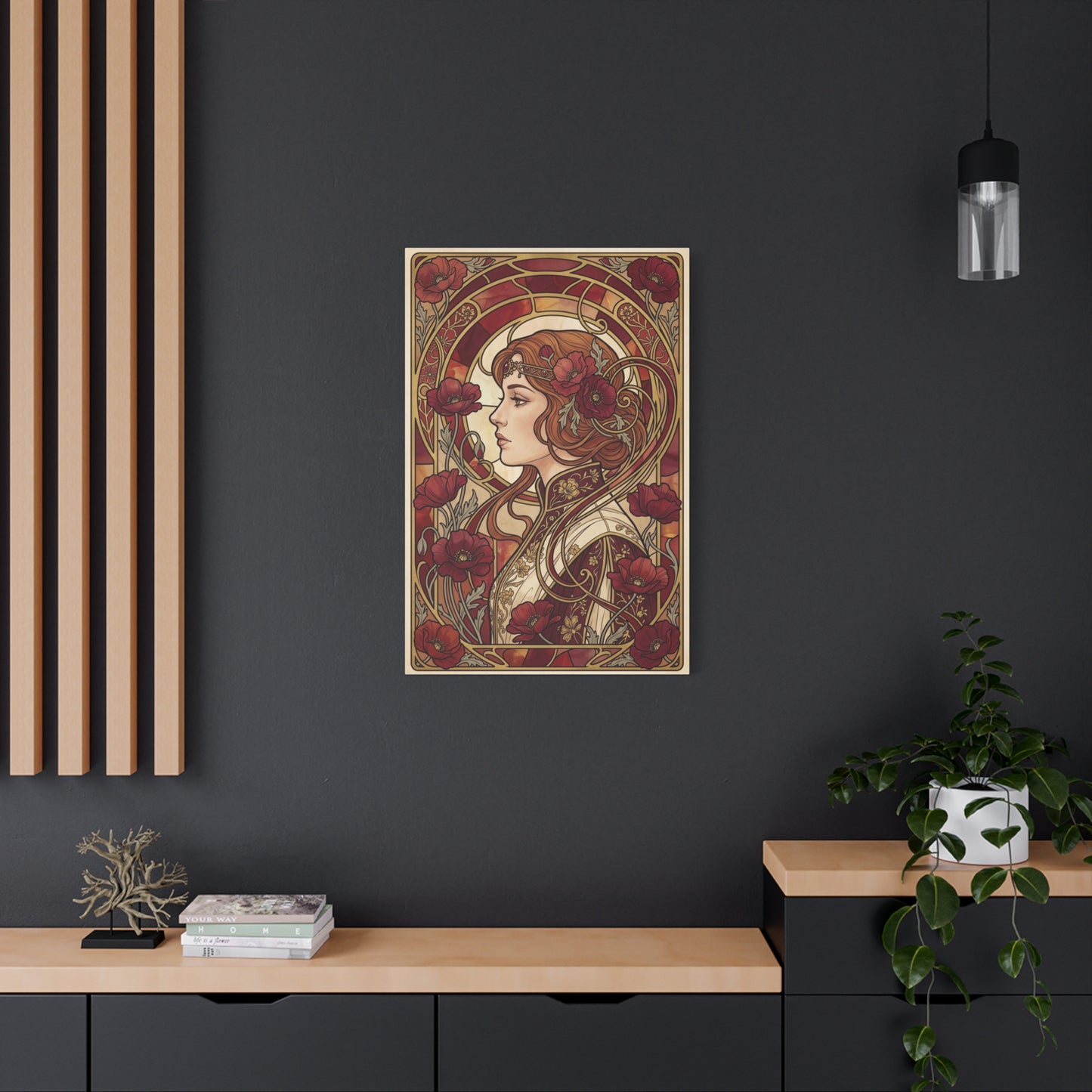Art Nouveau Red Poppy Muse Portrait Wall Art & Canvas Print