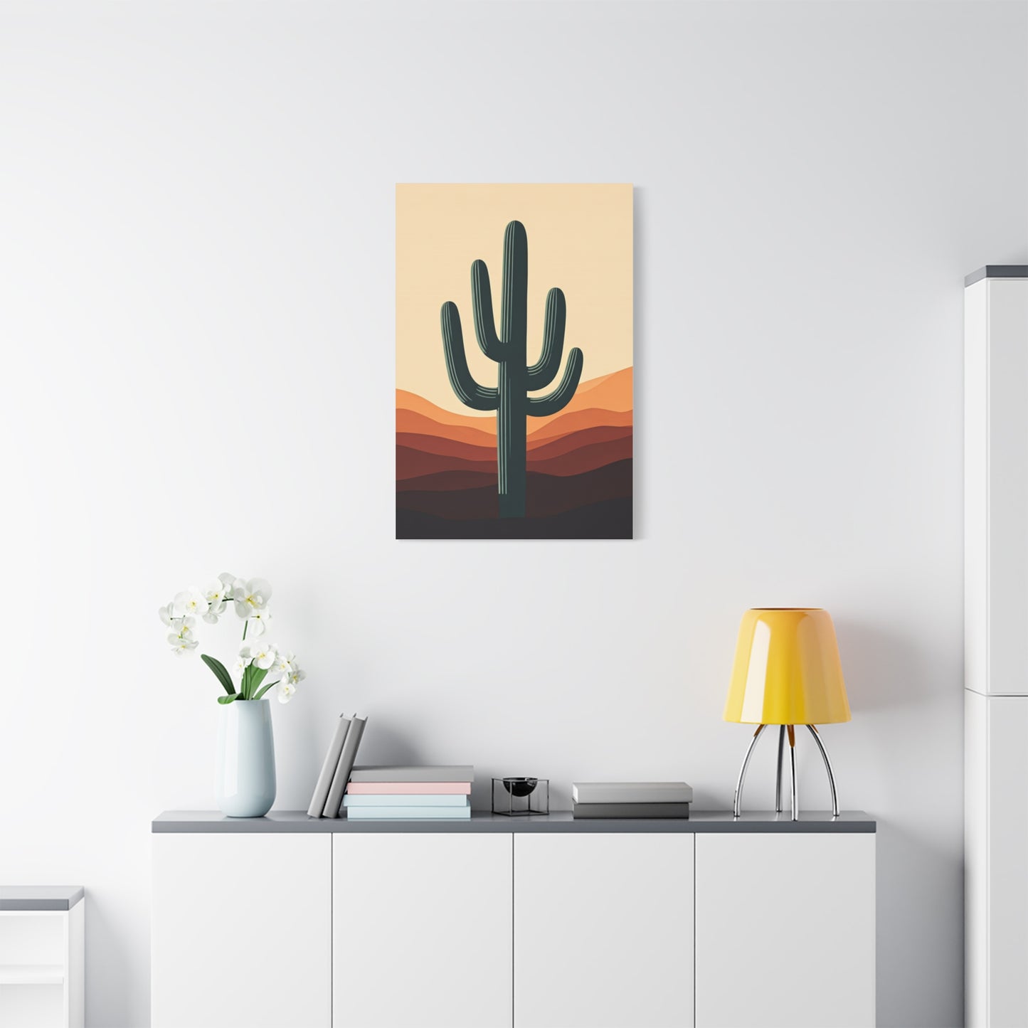 Layered Desert Landscape Saguaro Illustration Wall Art & Canvas Prints