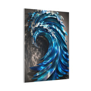Iridescent Metal Wave Sculpture Wall Art & Canvas Print
