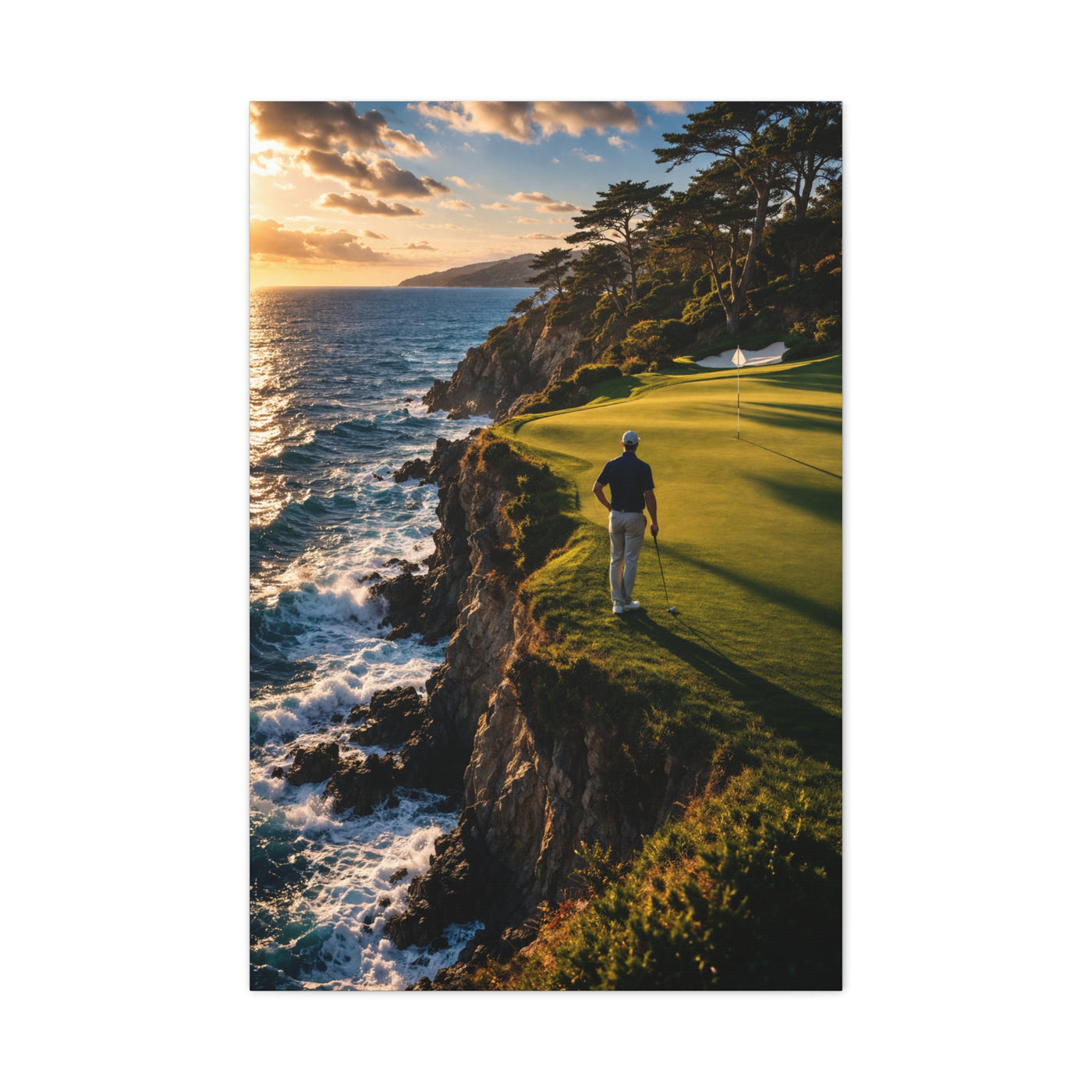 Cliffside Ocean Golf Green Wall Art & Canvas Print