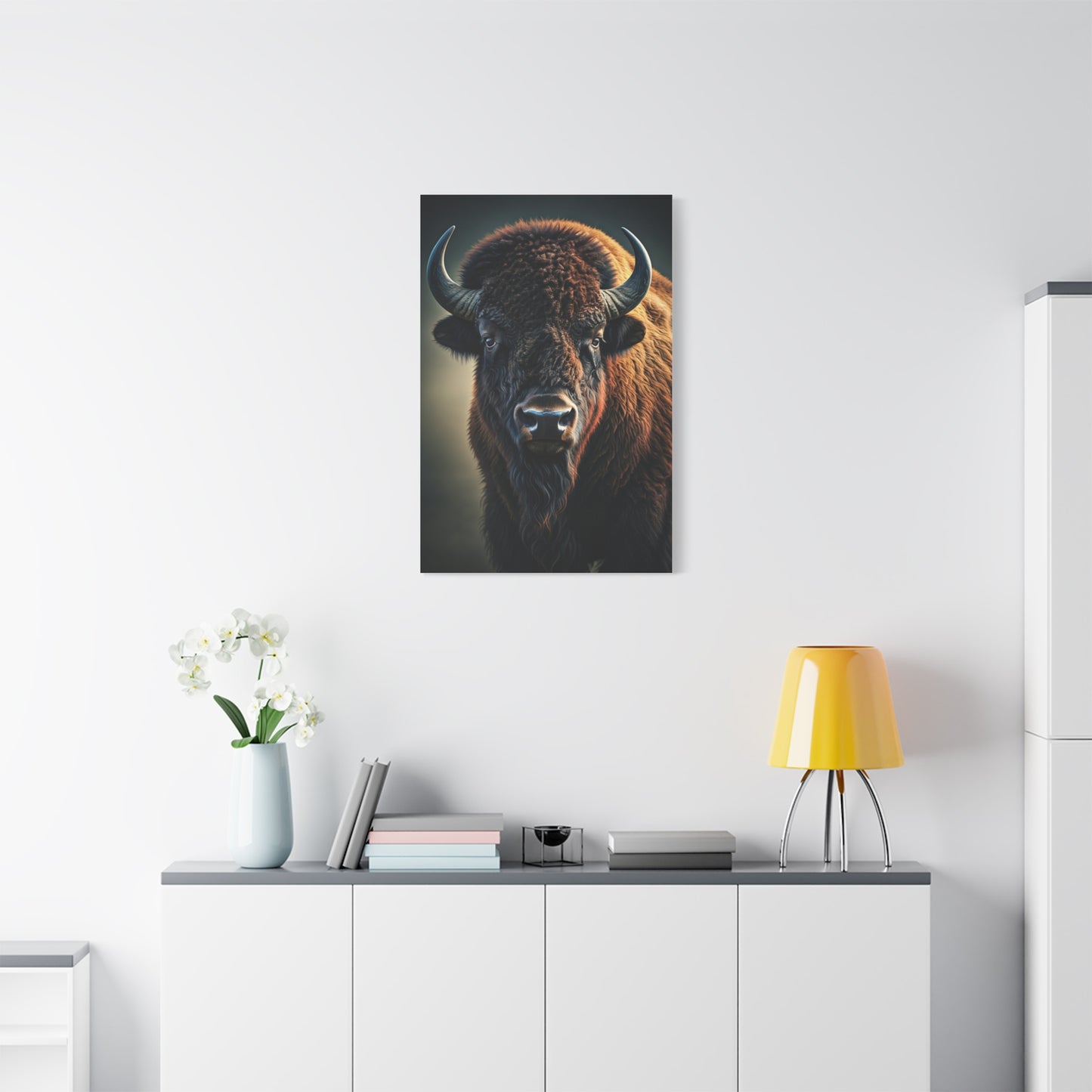 Cinematic American Bison with Golden Rim Light Wall Art & Canvas Print