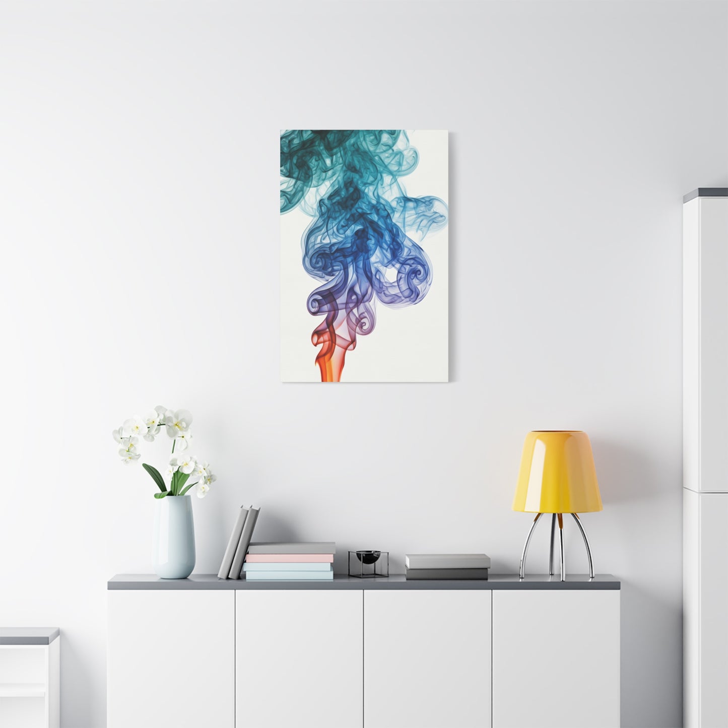 Blue and Amber Smoke Abstract Wall Art & Canvas Prints