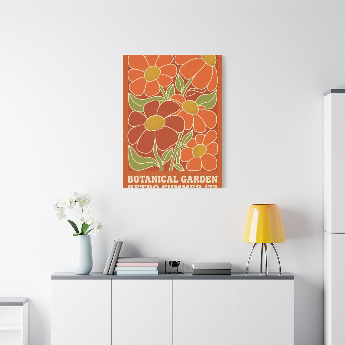 Retro Botanical Orange Flower Poster Wall Art & Canvas Print