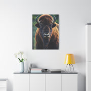 Vibrant Prairie Bison with Natural Green Backdrop Wall Art & Canvas Print
