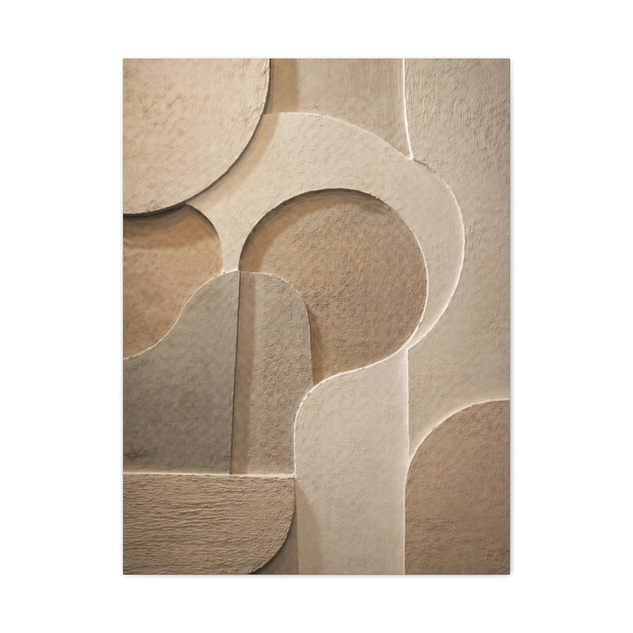 Warm Neutral Plaster Relief Abstract Wall Art & Canvas Print