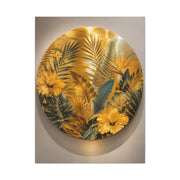 Golden Tropical Botanical Disc Composition Wall Art & Canvas Print