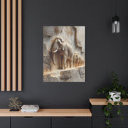 Elephant Procession Stone Relief Wall Art & Canvas Print
